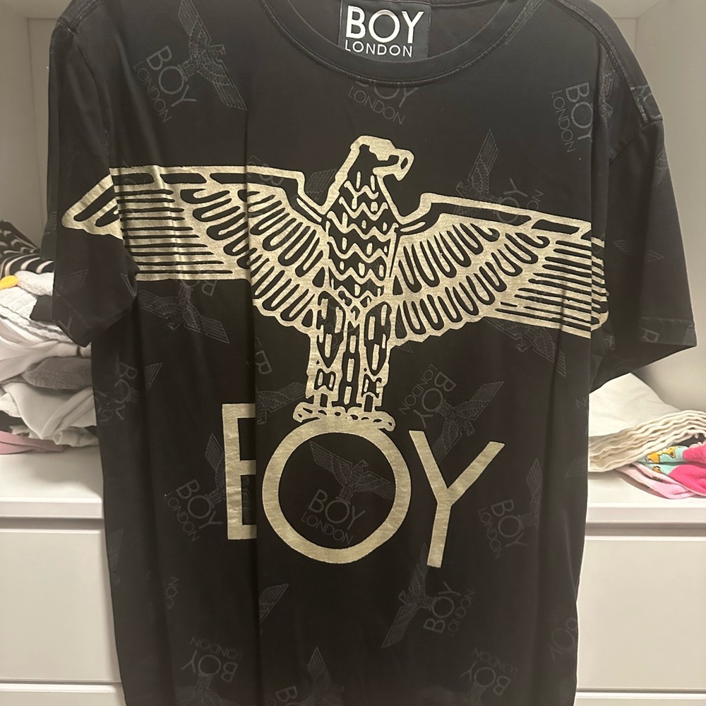 Black T-Shirt with Gold Eagle Design